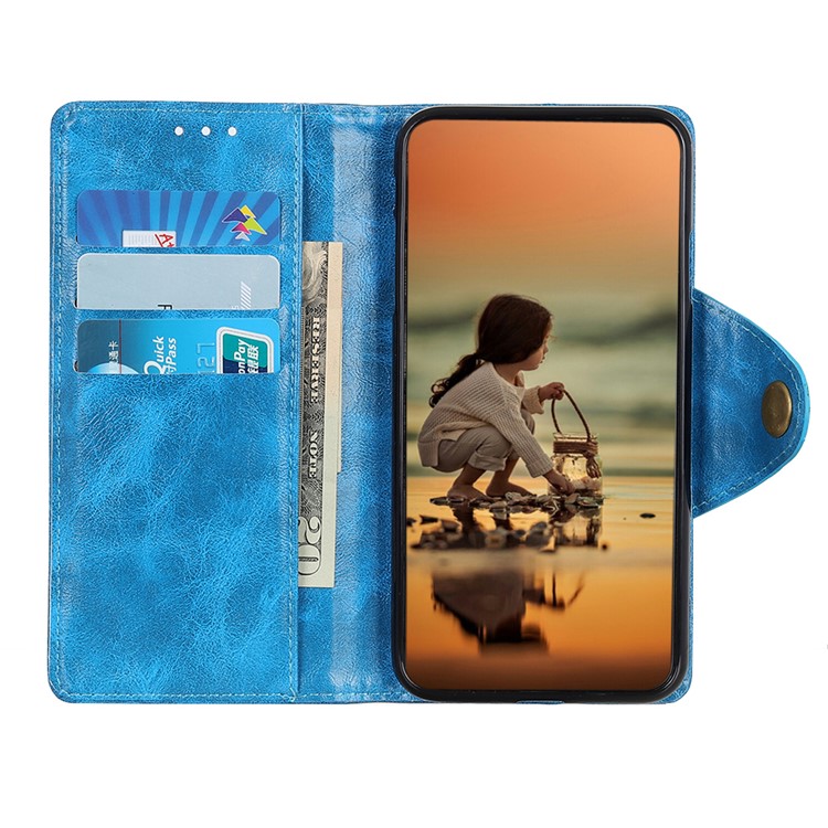 Textured PU Leather Wallet Stand Phone Case for Huawei P Smart Z / Y9 Prime 2019 - Blue-3