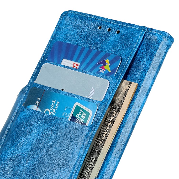 Textured PU Leather Wallet Stand Phone Case for Huawei P Smart Z / Y9 Prime 2019 - Blue-7