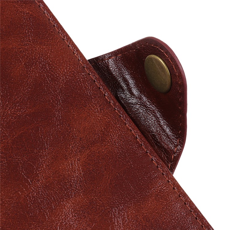 Textured PU Leather Wallet Stand Phone Case for Huawei P Smart Z / Y9 Prime 2019 - Brown-6