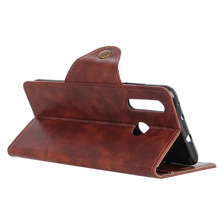 Textured PU Leather Wallet Stand Phone Case for Huawei P Smart Z / Y9 Prime 2019 - Brown-8