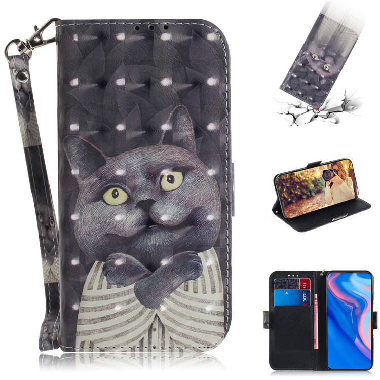 Pattern Printing Light Spot Decor Leather Wallet Case for Huawei P Smart Z - Cartoon Pattern-1