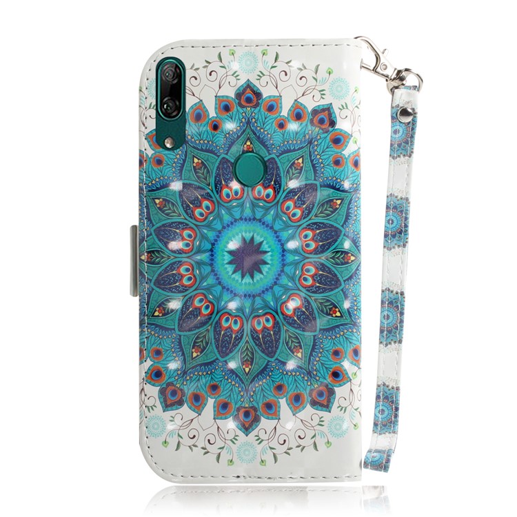 Pattern Printing Light Spot Decor Leather Wallet Case for Huawei P Smart Z - Blue Flower-3