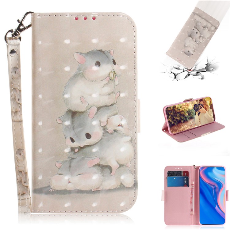 Pattern Printing Light Spot Decor Leather Wallet Case for Huawei P Smart Z - Mouse Pattern-1