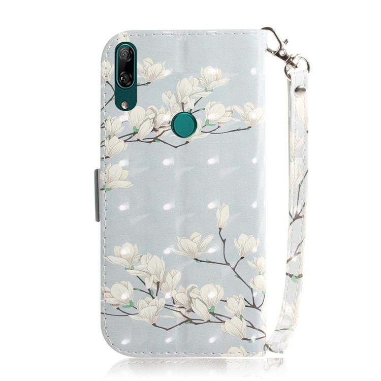 Pattern Printing Light Spot Decor Leather Wallet Case for Huawei P Smart Z - White Flowers-3