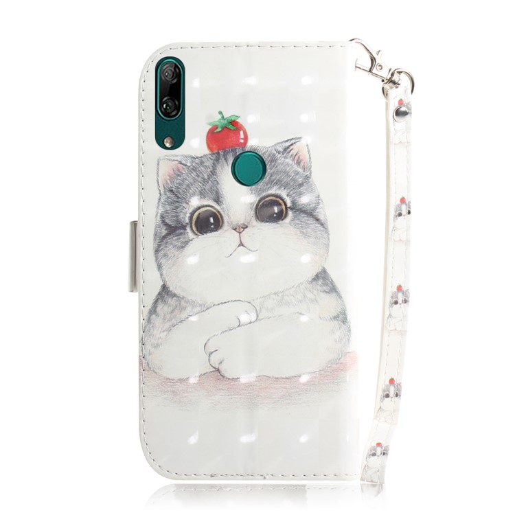 Pattern Printing Light Spot Decor Leather Wallet Case for Huawei P Smart Z - Cat Holding a Tomato-3