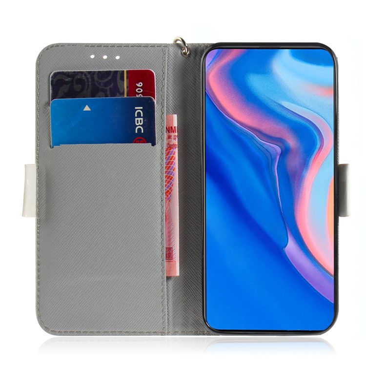 Pattern Printing Light Spot Decor Leather Wallet Case for Huawei P Smart Z - Cat Holding a Tomato-7
