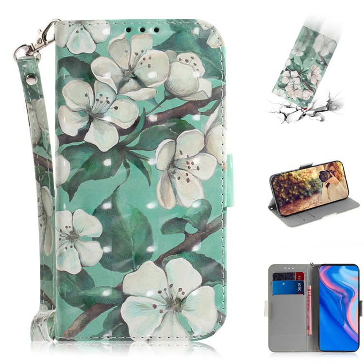 Pattern Printing Light Spot Decor Leather Wallet Case for Huawei P Smart Z - Beautiful Flowers-1