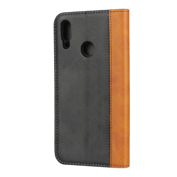 Bi-color Splicing Magnetic Case Stand Leather Wallet Case for Huawei P10 Lite / P Smart (2019) / Nova Lite 3 (Japan) - Black-3