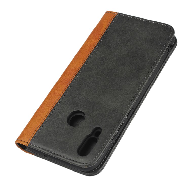 Bi-color Splicing Magnetic Case Stand Leather Wallet Case for Huawei P10 Lite / P Smart (2019) / Nova Lite 3 (Japan) - Black-6