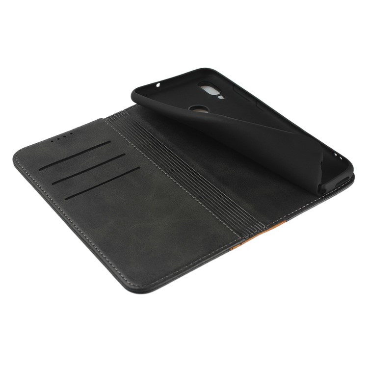 Bi-color Splicing Magnetic Case Stand Leather Wallet Case for Huawei P10 Lite / P Smart (2019) / Nova Lite 3 (Japan) - Black-7