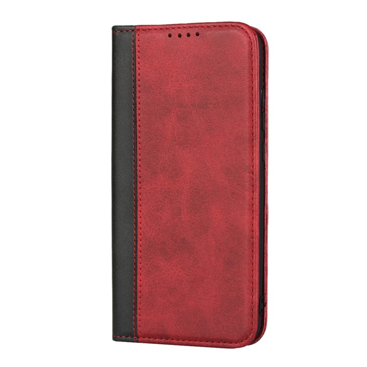 Bi-color Splicing Magnetic Case Stand Leather Wallet Case for Huawei P10 Lite / P Smart (2019) / Nova Lite 3 (Japan) - Red-2