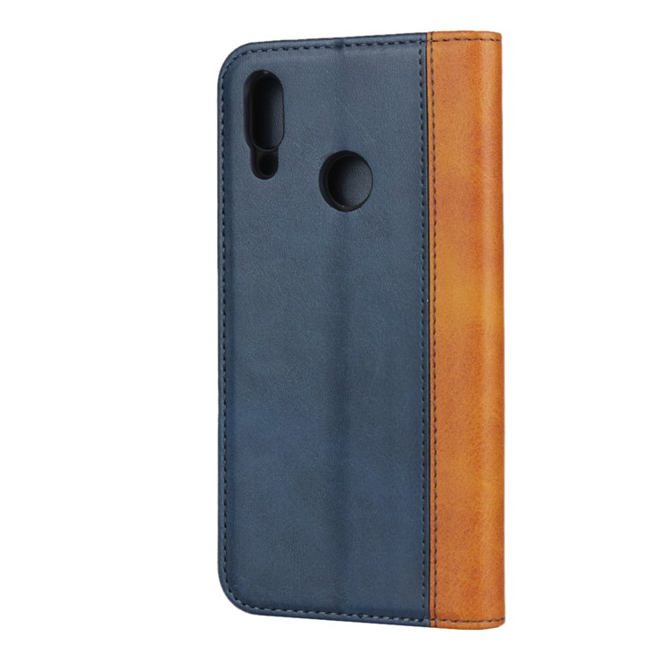 Bi-color Splicing Magnetic Case Stand Leather Wallet Case for Huawei P10 Lite / P Smart (2019) / Nova Lite 3 (Japan) - Dark Blue-3