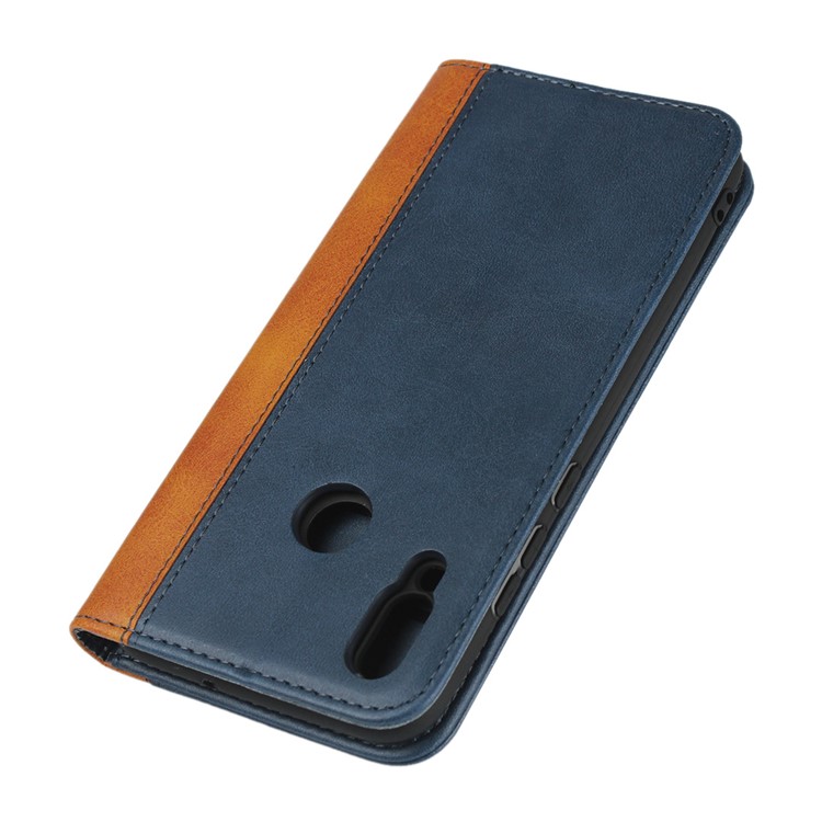 Bi-color Splicing Magnetic Case Stand Leather Wallet Case for Huawei P10 Lite / P Smart (2019) / Nova Lite 3 (Japan) - Dark Blue-6
