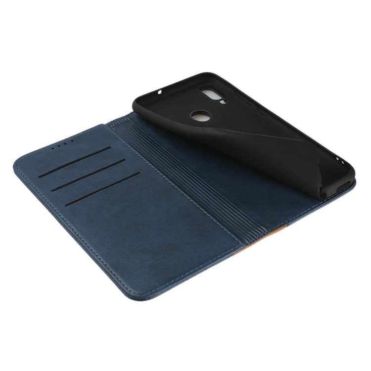 Bi-color Splicing Magnetic Case Stand Leather Wallet Case for Huawei P10 Lite / P Smart (2019) / Nova Lite 3 (Japan) - Dark Blue-7