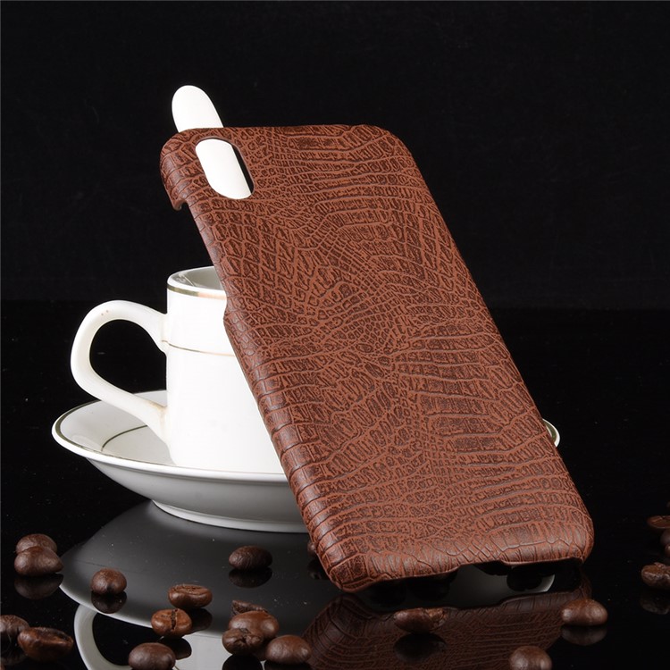 Crocodile Skin PU Leather Coated PC Case for Huawei Y5 (2019) / Honor 8S - Brown-4