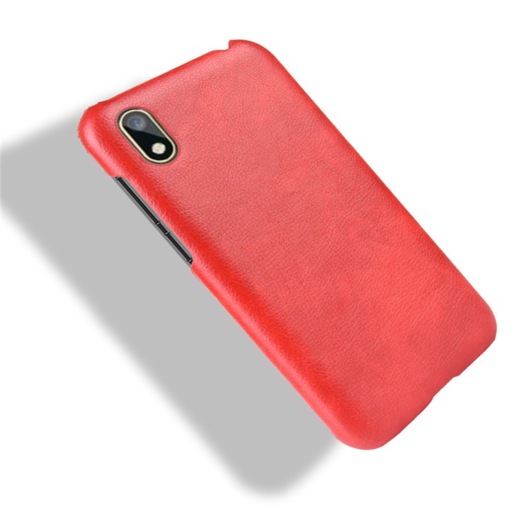 Litchi Texture PU Leather Coated Hard PC Cover Shell for Huawei Y5 (2019) / Honor 8S - Red-4