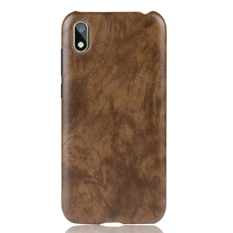 Litchi Texture PU Leather Coated Hard PC Cover Shell for Huawei Y5 (2019) / Honor 8S - Coffee-2