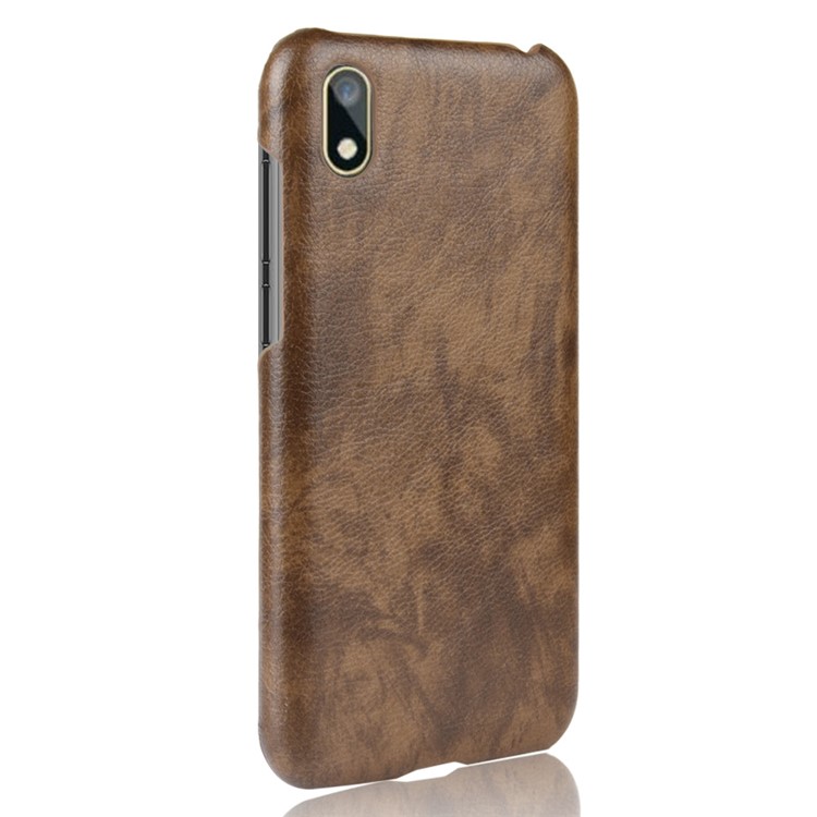 Litchi Texture PU Leather Coated Hard PC Cover Shell for Huawei Y5 (2019) / Honor 8S - Coffee-3