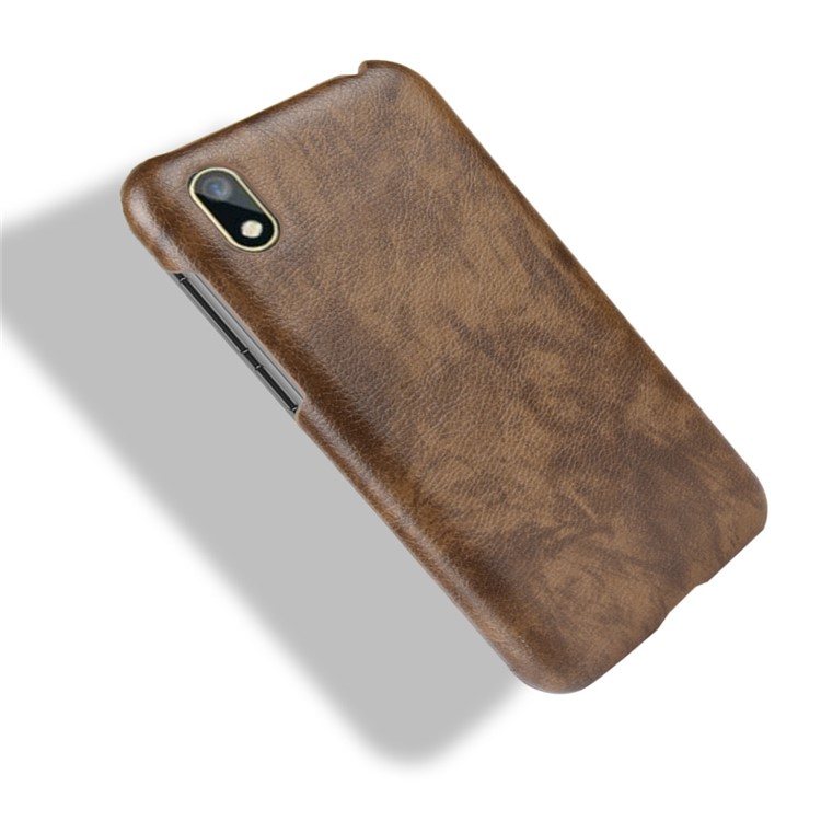 Litchi Texture PU Leather Coated Hard PC Cover Shell for Huawei Y5 (2019) / Honor 8S - Coffee-4