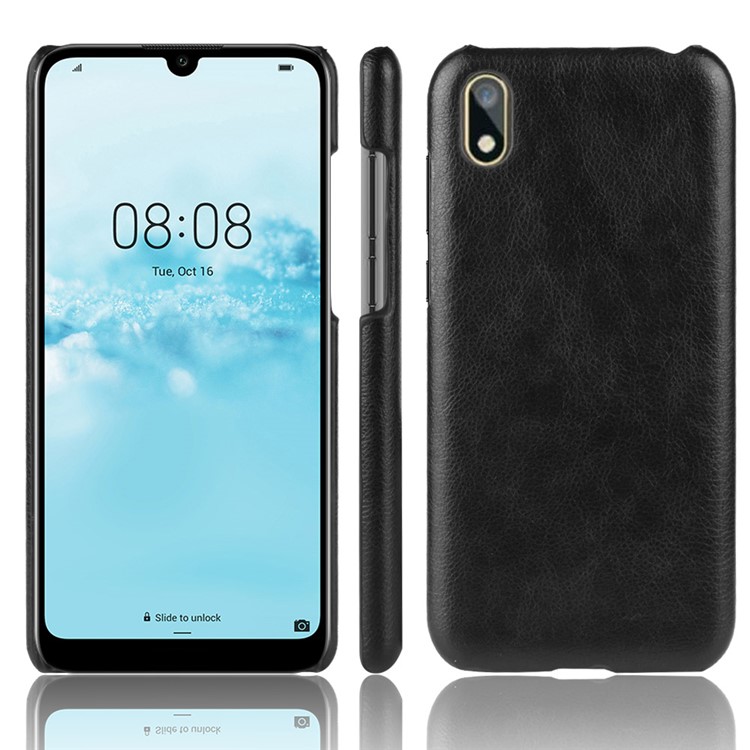 Litchi Texture PU Leather Coated Hard PC Cover Shell for Huawei Y5 (2019) / Honor 8S - Black-1