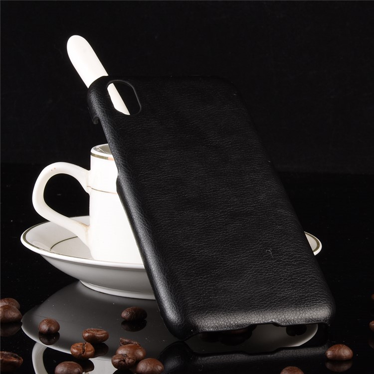 Litchi Texture PU Leather Coated Hard PC Cover Shell for Huawei Y5 (2019) / Honor 8S - Black-5