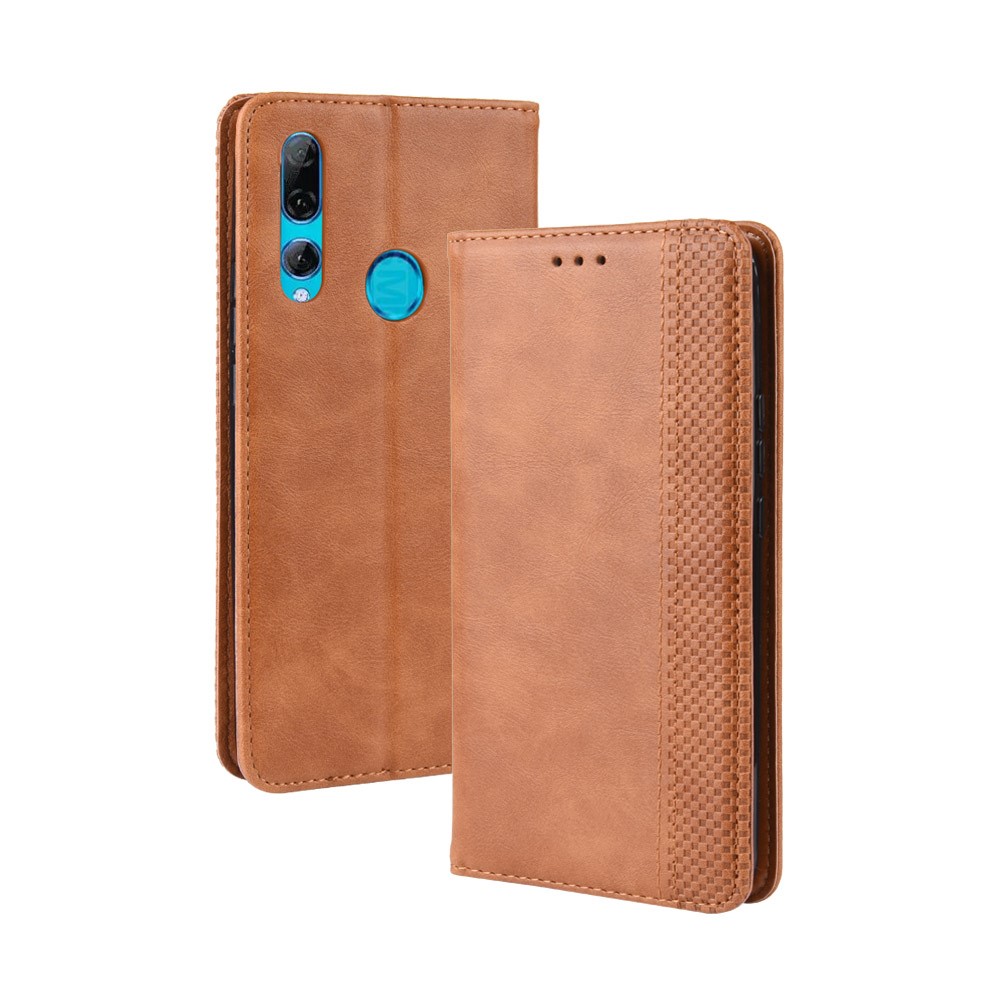 Estuche de Billetera de Cuero PU de Estilo Vintage de Estilo Autoabsorbido Para Huawei Honor 9x (Global)/ P Smart Z / Y9 Prime 2019 /disfruta 10 Más - Marrón