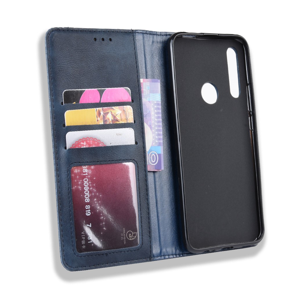 Auto-absorbed Vintage Style PU Leather Wallet Case for Huawei P Smart Z / Y9 Prime 2019 - Blue-3