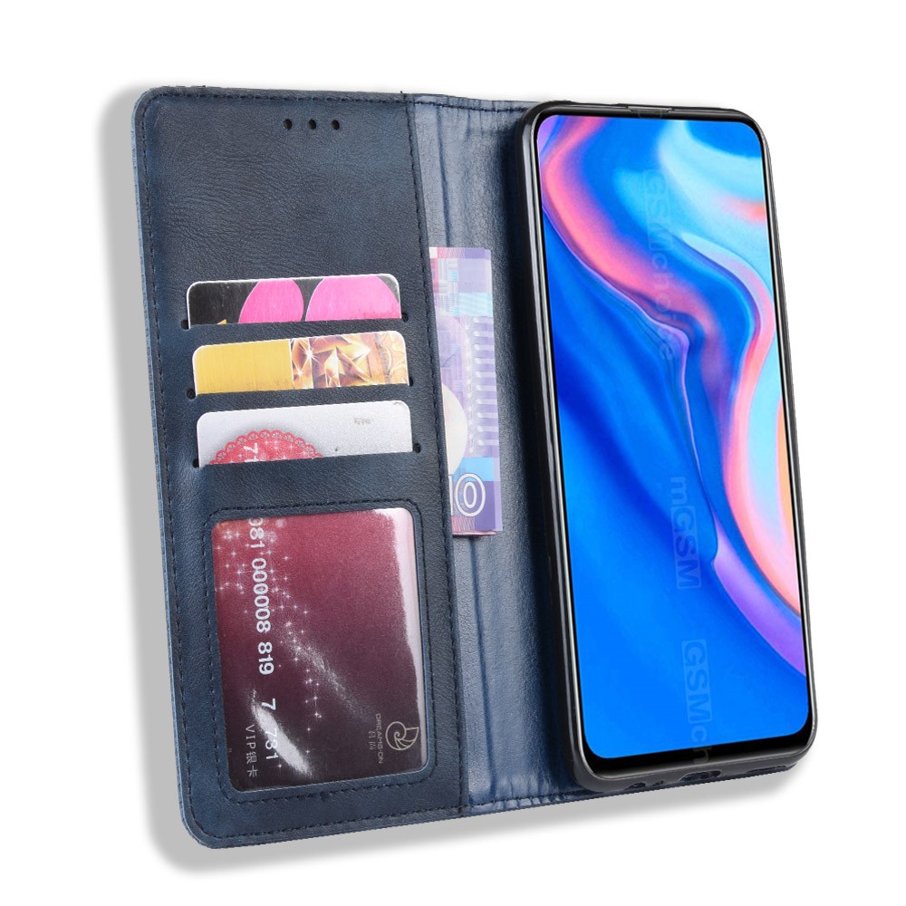 Auto-absorbed Vintage Style PU Leather Wallet Case for Huawei P Smart Z / Y9 Prime 2019 - Blue-4