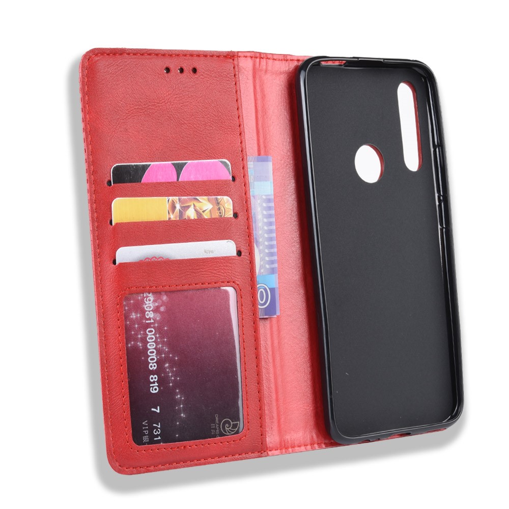 Auto-absorbed Vintage Style PU Leather Wallet Case for Huawei P Smart Z / Y9 Prime 2019 - Red-3