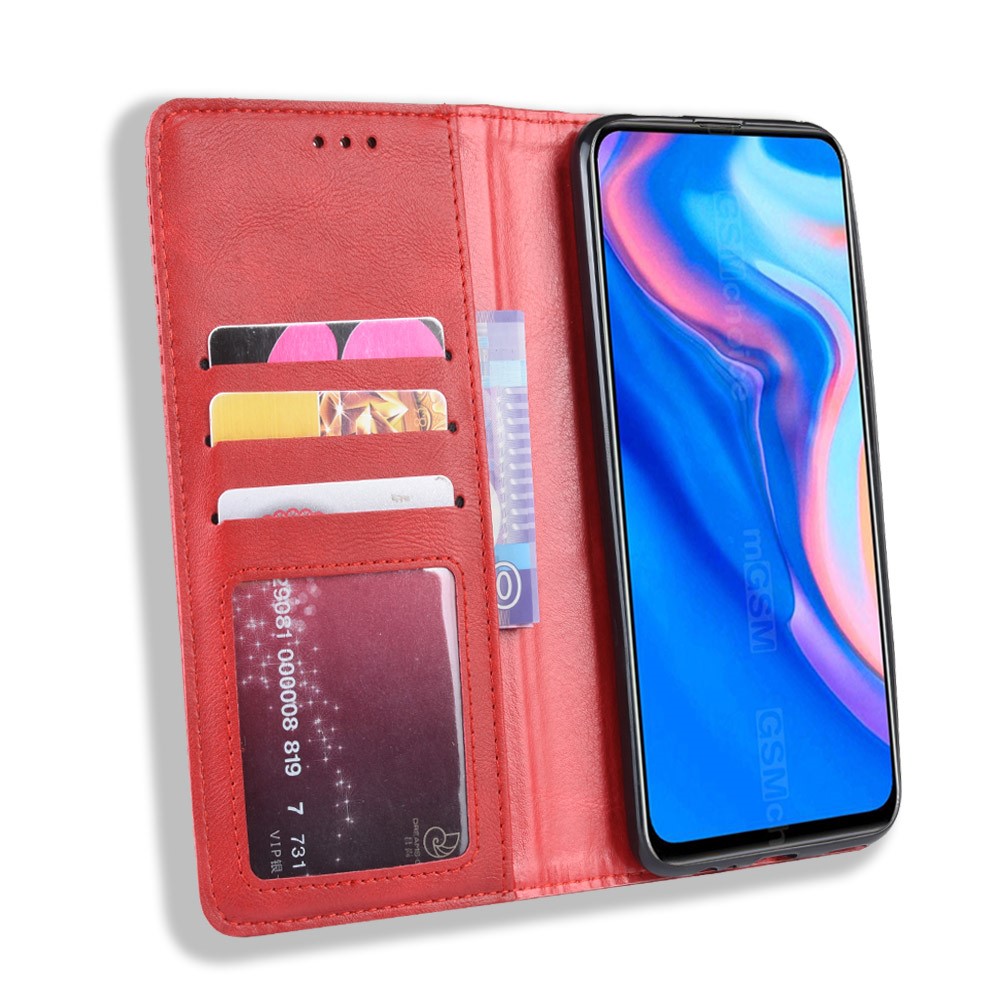Auto-absorbed Vintage Style PU Leather Wallet Case for Huawei P Smart Z / Y9 Prime 2019 - Red-4