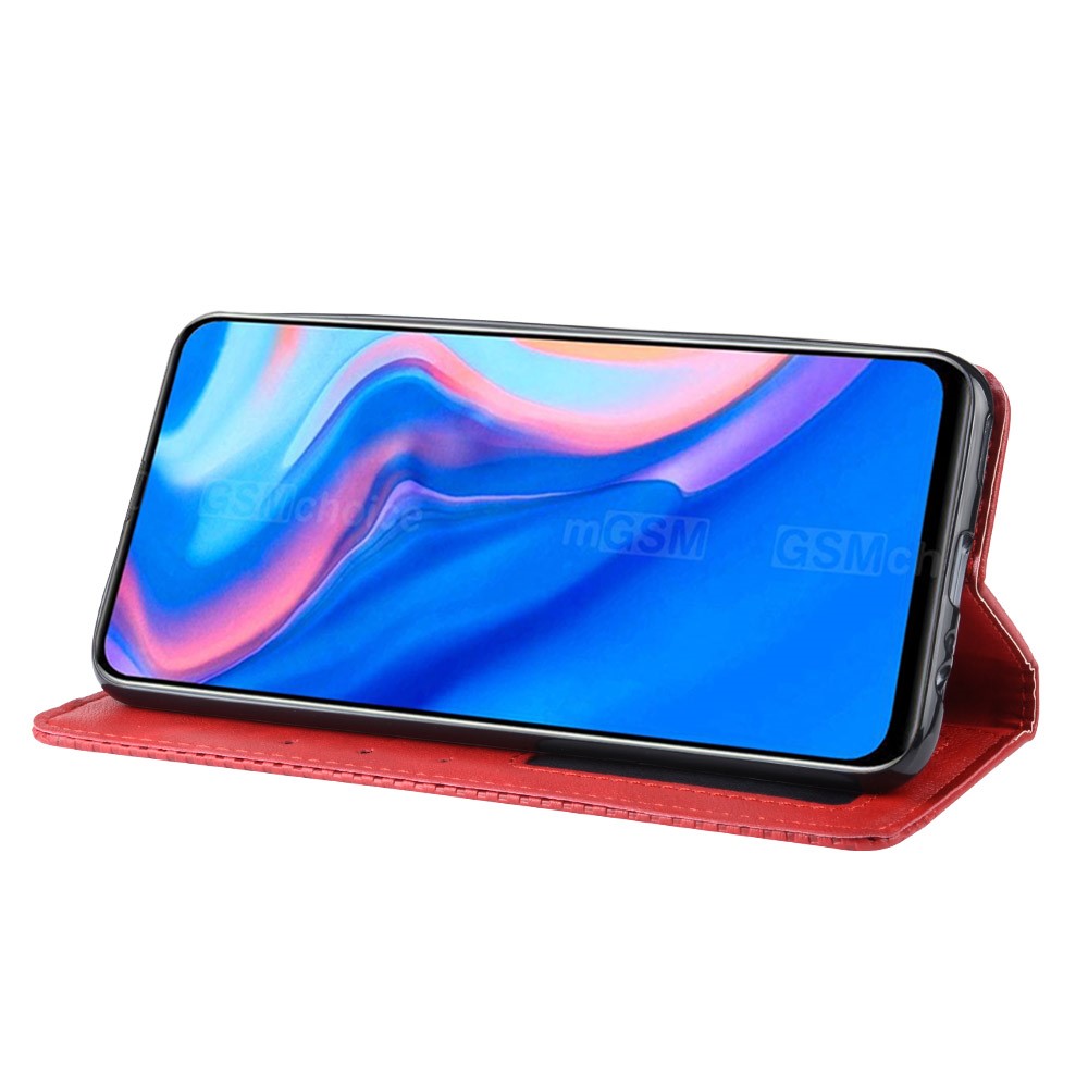 Auto-absorbed Vintage Style PU Leather Wallet Case for Huawei P Smart Z / Y9 Prime 2019 - Red-5