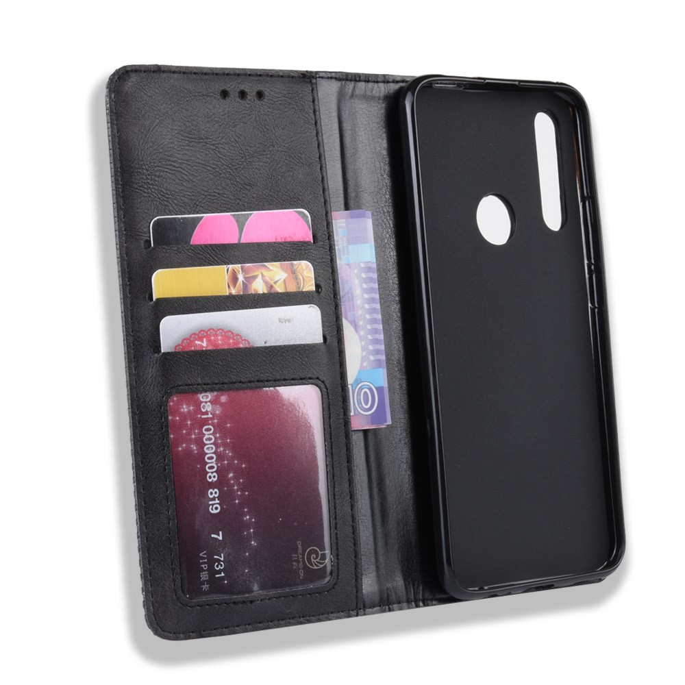 Auto-absorbed Vintage Style PU Leather Wallet Case for Huawei P Smart Z / Y9 Prime 2019 - Black-3