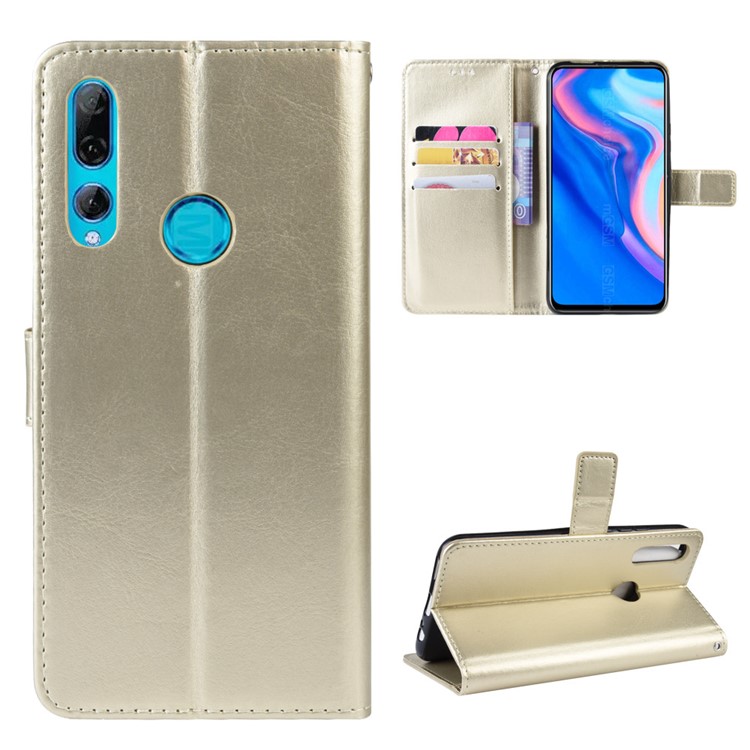 Crazy Horse Leather Wallet Case for Huawei Nova 5i / P Smart Z / Y9 Prime 2019 - Gold-1