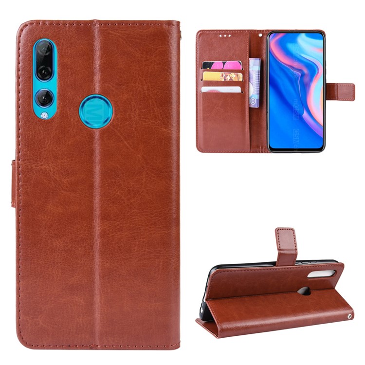 Crazy Horse Leather Wallet Case for Huawei P Smart Z / Y9 Prime 2019 - Brown-1