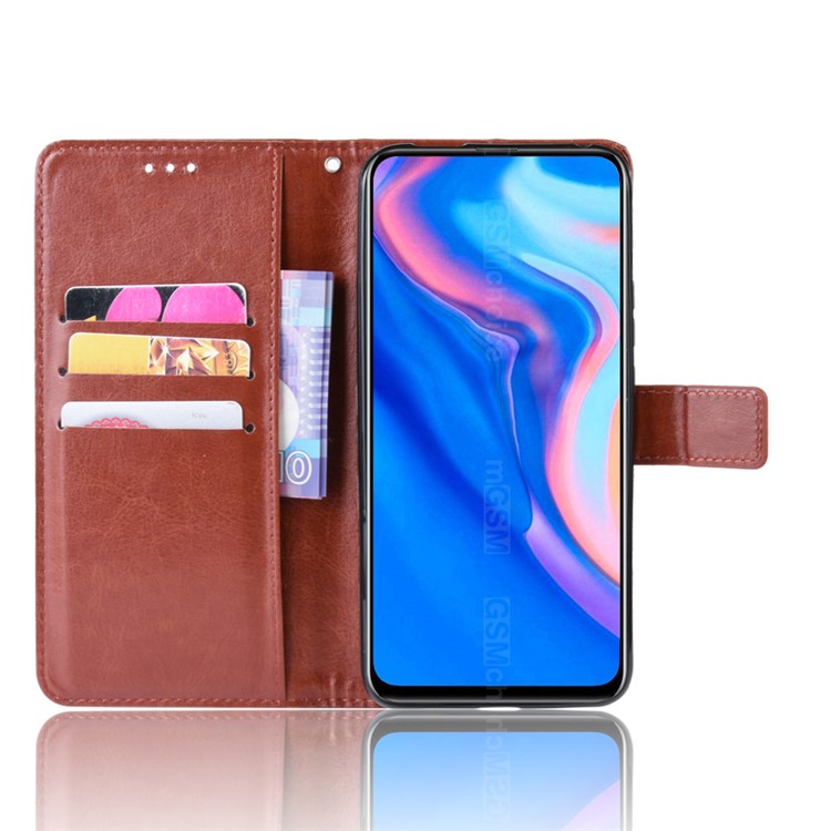 Crazy Horse Leather Wallet Case for Huawei P Smart Z / Y9 Prime 2019 - Brown-4