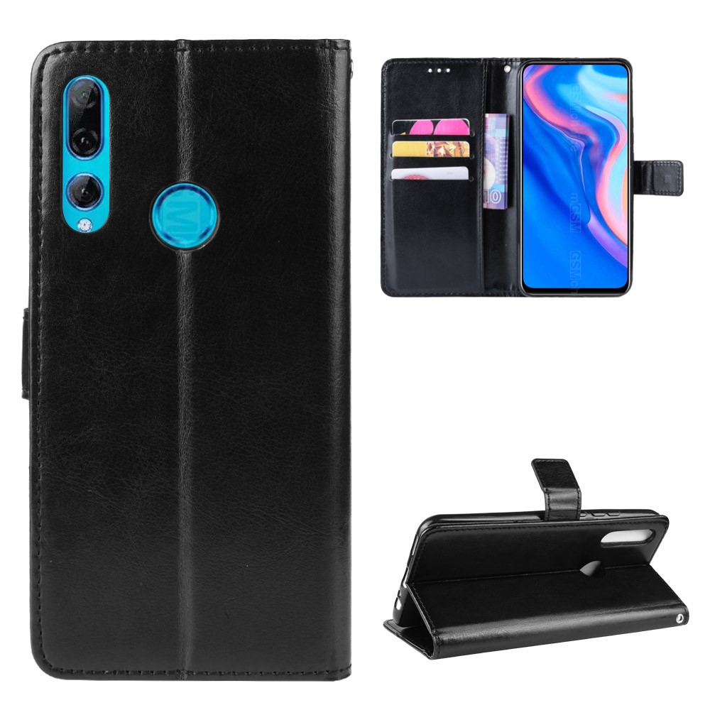 Crazy Horse Leather Wallet Case for Huawei P Smart Z / Y9 Prime 2019 - Black-1