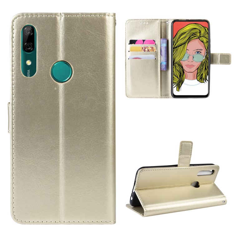 Crazy Horse Leather Wallet Case for Huawei P Smart Z / Y9 Prime 2019 - Gold-1