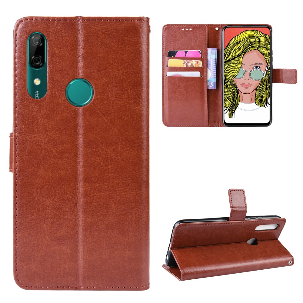 Crazy Horse Leather Wallet Case for Huawei P Smart Z / Y9 Prime 2019 - Brown-1