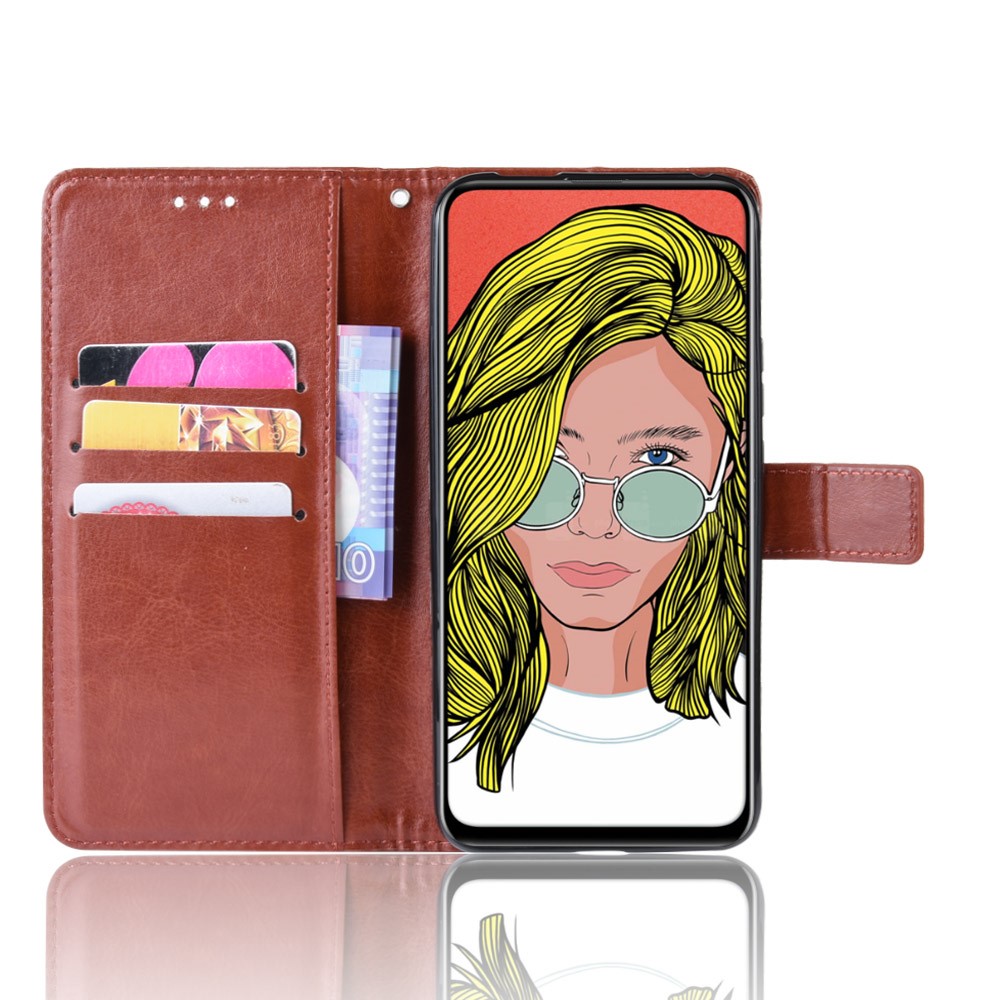 Crazy Horse Leather Wallet Case for Huawei P Smart Z / Y9 Prime 2019 - Brown-4