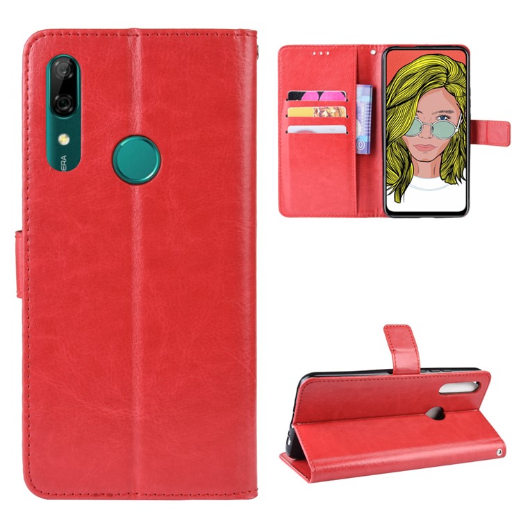 Crazy Horse Leather Wallet Case for Huawei P Smart Z / Y9 Prime 2019 - Red-1