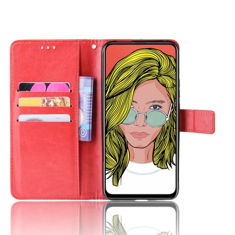 Crazy Horse Leather Wallet Case for Huawei P Smart Z / Y9 Prime 2019 - Red-4