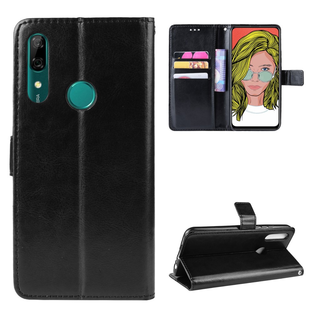 Crazy Horse Leather Wallet Case for Huawei P Smart Z / Y9 Prime 2019 - Black-1