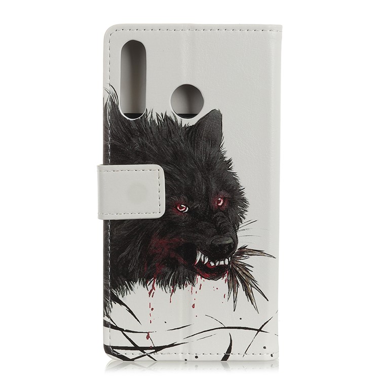 Pattern Printing Leather Wallet Case for Huawei P Smart Z / Y9 Prime 2019 - Black Wolf-2