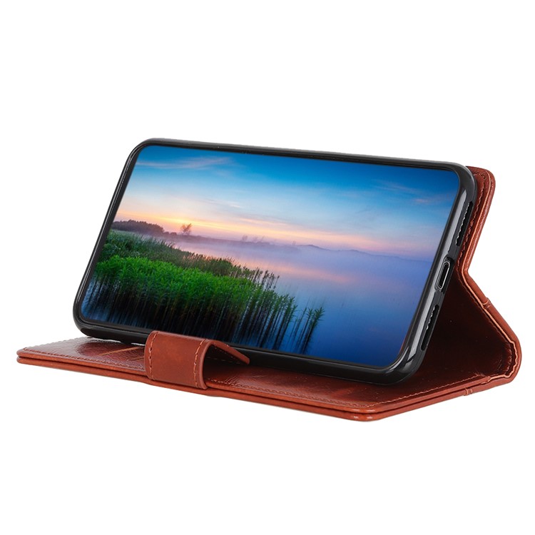 Nappa Texture Wallet Stand Leather Phone Cover for Huawei P Smart Z / Y9 Prime 2019 - Brown-10