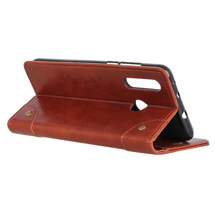 Nappa Texture Wallet Stand Leather Phone Cover for Huawei P Smart Z / Y9 Prime 2019 - Brown-4