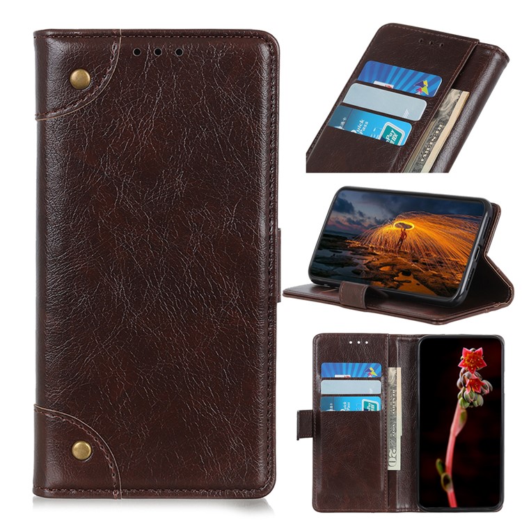 Nappa Texture Wallet Stand Leather Phone Cover for Huawei P Smart Z / Y9 Prime 2019 - Coffee-1