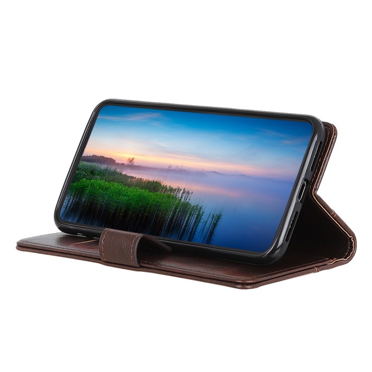 Nappa Texture Wallet Stand Leather Phone Cover for Huawei P Smart Z / Y9 Prime 2019 - Coffee-10