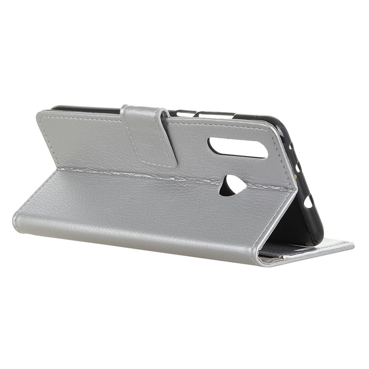 Litchi Skin Wallet Leather Stand Case for Huawei P Smart Z / Y9 Prime 2019 - Silver-4