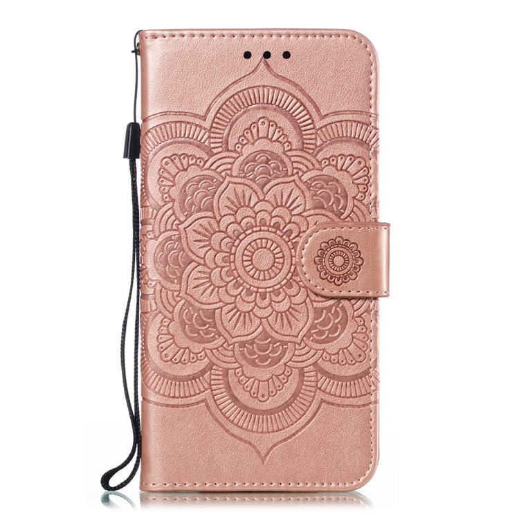 Imprint Mandala Flower Stand Wallet Leather Case for Huawei P Smart Plus 2019/Enjoy 9s/ Maimang 8/Honor 10i/Honor 20i/Honor 20 Lite/nova 4 Lite - Rose Gold-2