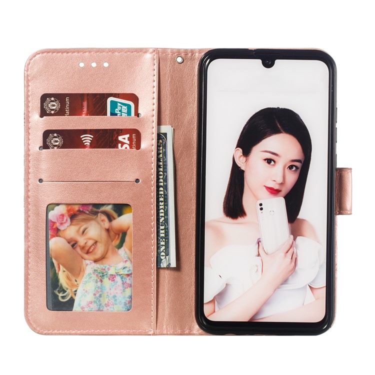 Imprint Mandala Flower Stand Wallet Leather Case for Huawei P Smart Plus 2019/Enjoy 9s/ Maimang 8/Honor 10i/Honor 20i/Honor 20 Lite/nova 4 Lite - Rose Gold-9